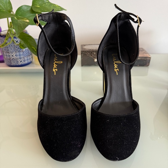 Lulus Laura Black Velvet Ankle Strap Heels - Picture 3 of 9